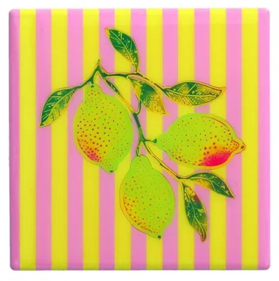 Produktbild von Gift Company Love Tiles Untersetzer Zitrone gelb/rosa 11x11cm
