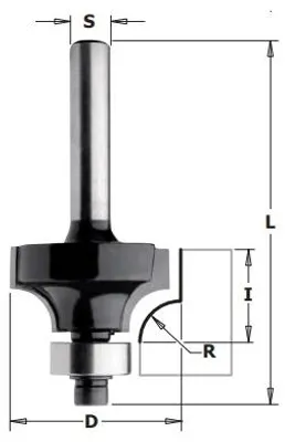 Productafbeelding van Vlakfrees, hardmetaal, Z2, met lager, S=8, 16,7 x 50 mm. R=2