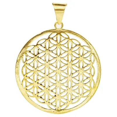 Immagine prodotto di Ciondolo Fiore Della Vita In Ottone Dorato --confezione Da 3 Pz - 4 Cm