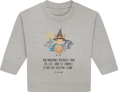 Produktbild von Mr. & Mrs. Panda Organic Baby Pullover Fledermaus Zauberer 12. - 18. Monat - Heather Grey - Geschenk, Lustige Sprüche, Frauen, Bullover, Magier, Fledermäuse, Reinsteigern