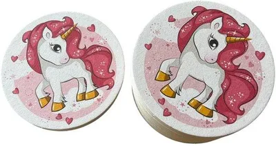 Produktbild von Kinderfeiertagsbierdeckel Einhorn 50er Set recyclebar