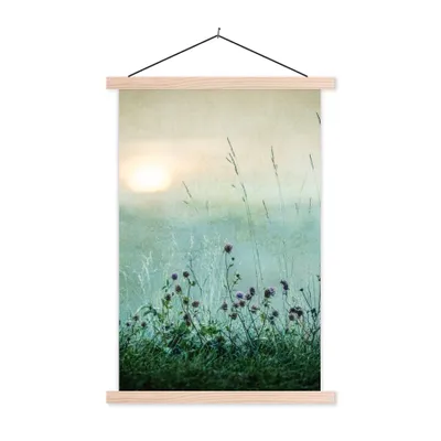 Produktbild von MuchoWow® Textilposter Natur - Vintage - Blumen - Sonne 40x60 cm mit holzfarbenen Rahmen - Poster