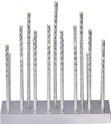 Obrázok produktu pre LED vianočná sviečka, strieborná, 25 x 28,5 cm, vnútorná, teplá biela, časovač