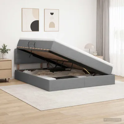 Obrázek produktu pro Maison Exclusive – úložná postel s matrací, tmavě šedá, 140 x 200 cm, samet