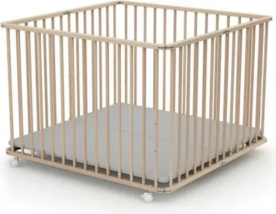 Immagine prodotto di Box pieghevole, 100 x 100 cm, 4 rotelle, fino a 24 mesi, faggio naturale, WEBABY CALI