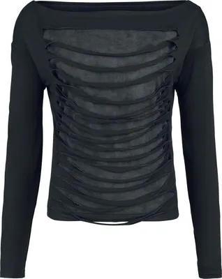 Produktbild von Black Premium by EMP Damen schwarzes Langarmshirt mit Mesh-Einsätzen L