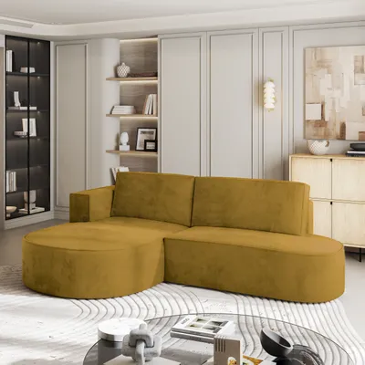 Produktbild von Masseno Ecksofa CORTIO M L-S mit Schlaffunktion L-Form, Sofa mit Bettkasten, Wohnzimmersofa, Couch, Soffa, Bettsofa, Couchgarnitur- Gelb, MONOLITH 48