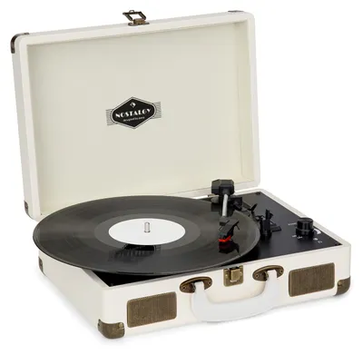 Image de Auna Platine Vinyle Bluetooth, Tourne Disque Vinyle USB avec Haut parleur, Tourne-disques Audio Vinyle 33 tours, Chaine Hifi avec Platine Vinyle, Lecteur Vinyles Vintage Meuble Platine Vinyle Portable