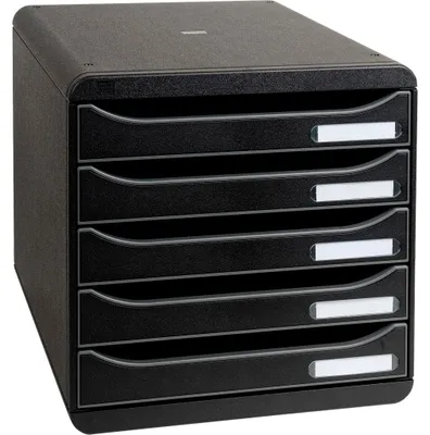 Immagine prodotto di Exacompta Big-Box Plus Classic Cassettiera A4 a 5 cassetti, nera, 34,7 x 27,8 x 27,1 cm