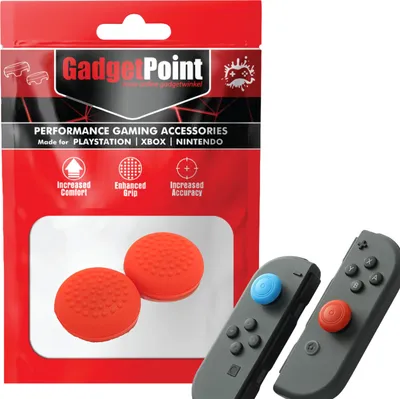 Produktbild von Thumbgrips - Thumb Grips voor Nintendo Switch Joy-Con Controllers - Gaming Thumbgrips - Performance Anti-Slip Thumbsticks - Bescherming Accessoires - Thumbs Stippen - Rood -