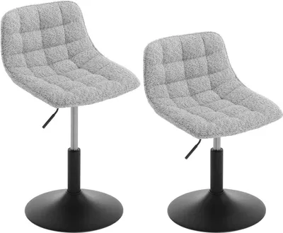 Produktbild von WOLTU Schminkhocker Barhocker mit Rückenlehne, aus bequemer Chenille, Metall : Grau 2 Farbe: Grau Stückzahl: 2