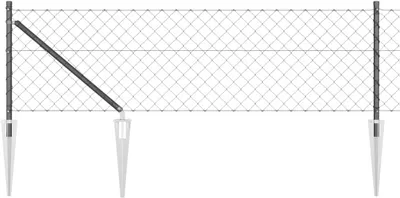 Produktbild von Graue Zaunpfosten aus Stahl und PVC, 25 x 0,6 m, 60 x 60 mm Maschen, für Garten und Terrasse, moderner Metallzaunpfosten mit wetterfestem Sichtschutz