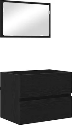 Image de vidaXL Ensemble de meubles de salle de bains avec tiroirs 2 pcs noir imitation chêne
