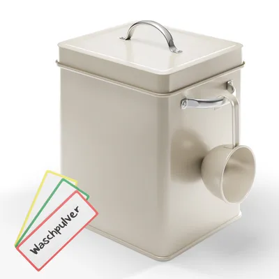 Produktbild von Björn&Schiller Waschpulver Aufbewahrungsbox 6,5 L, Waschmittel Aufbewahrung, Metall Waschmittelbox, Waschmittelbehälter mit Dosierer, Box für Spülmaschinenpulver, Geschirrspülpulver Behälter