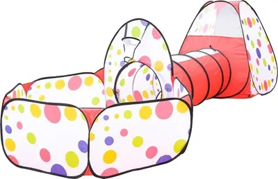 Produktbild von Kinder-Spielset, 3-in-1 Bällebad, faltbares Zelt, Krabbeltunnel, Schwarzer Punkt