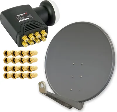 Produktbild von PremiumX DELUXE100 Satellitenantenne 100 cm Aluminium in Anthrazit Offset Antenne HDTV 4K DELUXE Octo LNB Sat