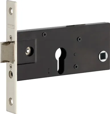 Image de Boitier de serrure encastrable à cylindre pour porte d'entrée, axe 70mm, bouts carrés, acier - THIRARD