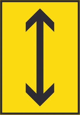 Produktbild von Richtungspfeil hoch runter Schild hochkant schwarz gelb Pfeil A3 Rückseite selbstklebend