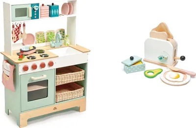 Immagine prodotto di Cucina Tender Leaf Toys con accessori, set per la colazione e tostapane.