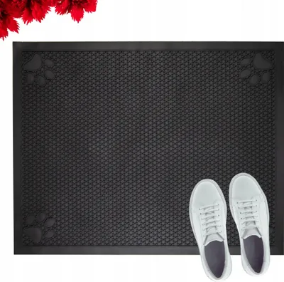Zdjęcie produktu dla Wytrzymała Mata Wycieraczka 46x58cm Czarna Prostokątna Zewnętrzna Łapki