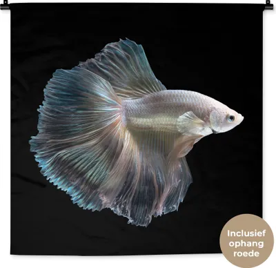 Produktbild von MuchoWow® Wandteppich Wandbehang Fisch - Schwanz - Weiß 90x90 cm Tapisserie Dekoration Wandtuch - Wandaufhänger