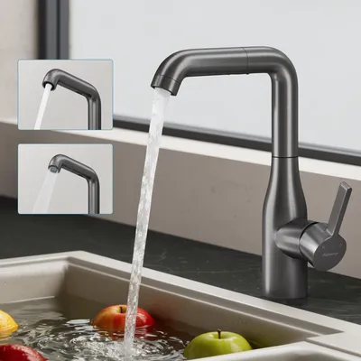 Produktbild von doporro Wasserhahn Küche Hochdruck, Einhebel-Mischbatterie, Spültischarmatur 360°Schwenkbar Küchenarmatur aus Edelstahl Grau Turnix-04