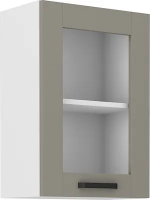 Zdjęcie produktu dla Szafka przeszklona górna LAILI – szerokość 40 cm, jasnoszara/biała