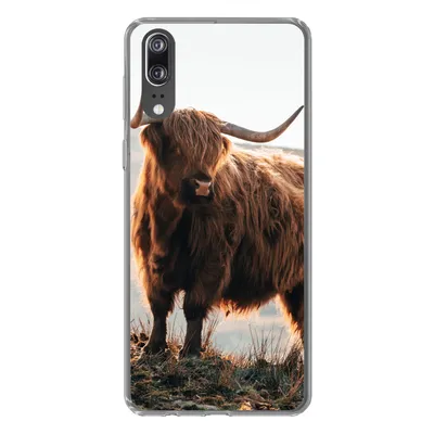 Produktbild von MuchoWow® Handyhülle Schutzhülle Hülle für Huawei P20 Schottische Highlander - Tiere - Ländlich - Landschaft - Kuh - Natur Silikon Softcase Handy Hülle - Hardcover