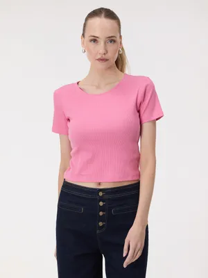Produktbild von Orsay Pinkfarbenes, kurzärmeliges Crop-Top für Damen XS