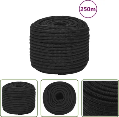 Produktbild von The Living Store Bootsseil Schwarz 12 mm 250 m Polypropylen