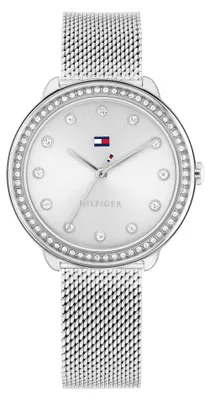 Produktbild von Tommy Hilfiger Uhr mit DREI-Zeiger-Quarzwerkfür Damen mit Silbernes Edelstahl-Me