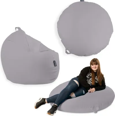 Produktbild von Sitzsack mit füllung 2 in 1 Sitzkissen Bean Bag Outdoor Indoor Wasserfest | Grau 145cm