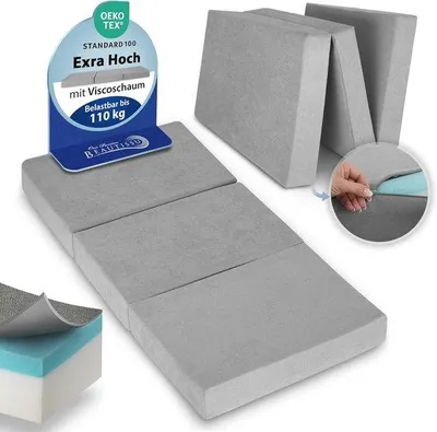 Productafbeelding van Famanu opvouwbare gastmatras, 90x200 cm - Extra dik, 14 cm visco-elastisch schuim voor optimaal slaapcomfort