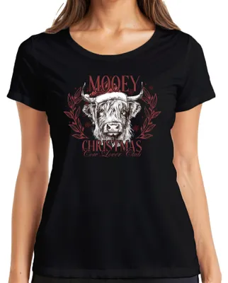 Obrázek produktu pro Mooey Christmas Cow Cow Lover - Vánoce Xmas Christmas Dámské tričko, černá, S