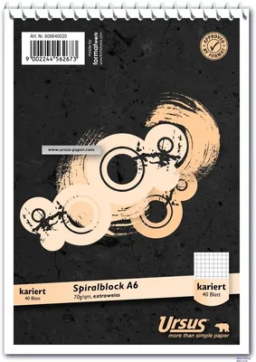 Produktbild von Spiral-Notizblock A6 70g/qm 40 Blatt kariert Packung mit 10 Stück