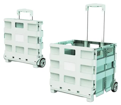 Image de Chariot pliable pour courses, équipé de roues, idéal pour transporter des charges lourdes