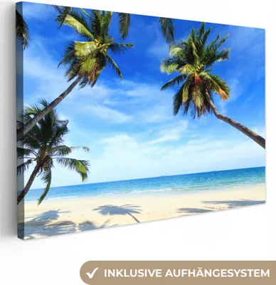 Produktbild von OneMillionCanvasses® - Leinwandbilder - 150x100 cm, Palmen - Strand - Meer, Wandbilder Kunstdruck Wanddekoration