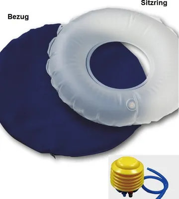 Produktbild von Sitzring Luftring Sitzkissen mit Bezug und Pumpe bis 150 kg Belastung, Entlastung, nach Operation
