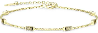 Productafbeelding van Damenarmband, 925 sterling zilver, verguld, met zirkonia-bedeltjes, verstelbaar, 17 + 4,5 cm