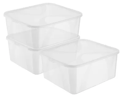 Produktbild von Rotho 3er Set Aufbewahrungsboxen Arco - Organizer je 42,0 x 35,1 x 17,2 cm - Kunststoffbox 19 L mit Deckel - Küchen Stapelbox aus Kunststoff