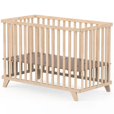 Produktbild von GEUTHER Kinderklappbett Mayla | 60 × 120 cm | Faltbares Kinderbett | 3-fach höhenverstellbar | Mit Rollen | Natur | Bis 20 kg