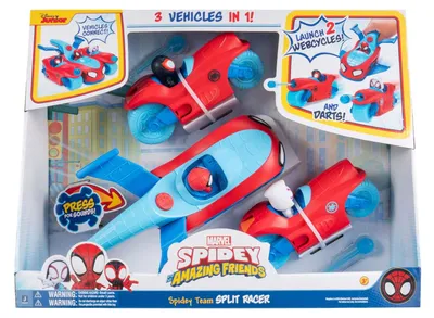 Zdjęcie produktu dla Spidey i jego super przyjaciele SNF0346 - Team Split Racer, pojazd 3 w 1 z dźwiękiem, od 3 lat