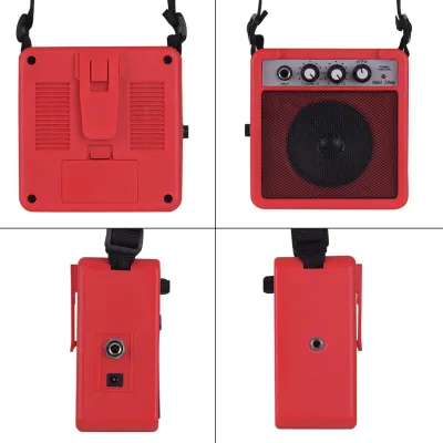 Obrázek produktu pro Kytarový zesilovač, lehký, 5 W, 5 W, s nastavitelným tlačítkem pro různé zvukové efekty, vhodný pro akustické i elektrické kytaristy, černý/modrý/červený/oranžový/žlutý (červený)