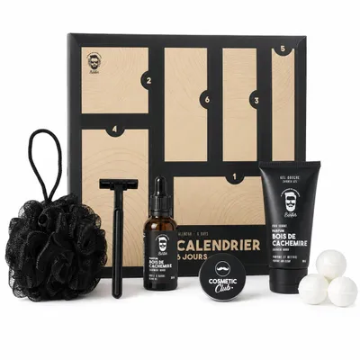 Produktbild von 6-Tage-Adventskalender für Männer – Luxus-Pflegeset mit Duschgel, Rasierer, Parfüm & Badeaccessoires – Geschenkbox für Männer - Schwarz