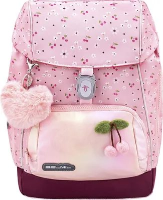 Produktbild von Belmil, Schulranzen Set Rosa, 650-64-00047, Polyester, 36x27x19 cm, 16 L, 950-1020 g, ergonomisch, reflektierend, mit gefüllter Federtasche, Comfy Plus Design, bunte Motive, Stickerei, für Erstklässler, 6-teilig, AGR-zertifiziert
