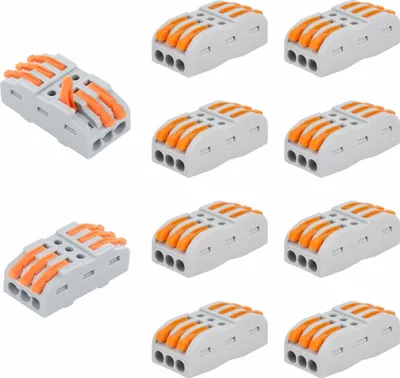 Produktbild von 10x Klemmen Durchgangsverbinder mit Hebel 6 Leiter Klemme Dosenklemme 3x2