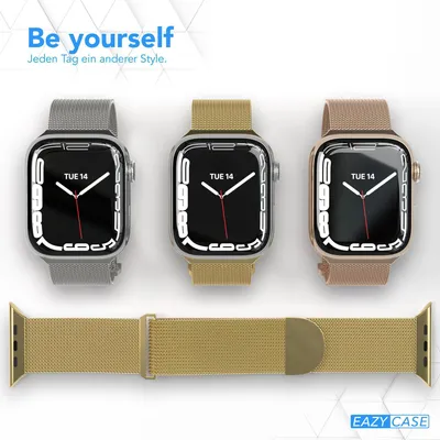 Produktbild von EAZY CASE Apple Watch Armband Metall 38mm/40mm/41mm verstellbares Ersatzarmband, iWatch, modern in Gold