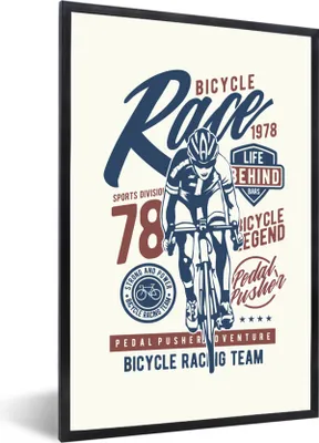 Produktbild von MuchoWow® MuchoWow® Gerahmtes Poster Radsport - Fahrrad - Vintage 20x30 cm - Poster mit zchwarzem Bilderrahmen - Drucken - Bilder Poster im Rahmen