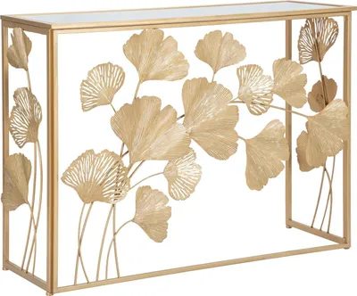 Obrázek produktu pro Konzolový stolek ze zlatého kovu se zrcadlovou deskou 108x36,5x80 cm