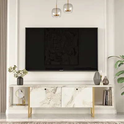 Immagine prodotto di Skye Decor, Vg30-Ge, mobile TV, bianco, 100% pannello truciolare rivestito in melamina, 160 x 40 x 47,6 cm
